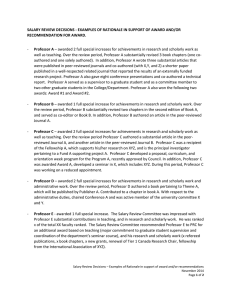 - SALARY REVIEW DECISIONS - EXAMPLES OF RATIONALE IN SUPPORT OF... RECOMMENDATION FOR AWARD.