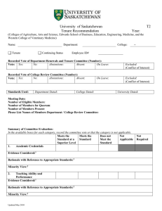 University  of Saskatchewan T2 Tenure Recommendation