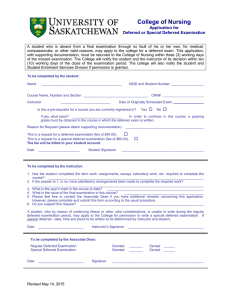 College of Nursing  Application for Deferred or Special Deferred Examination