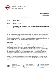 Agenda Item 8-H Action Item To: Chairman Cook and the VRE Operations Board