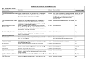 VRE MANAGEMENT AUDIT RECOMMENDATIONS