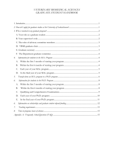 VETERINARY BIOMEDICAL SCIENCES GRADUATE STUDENT HANDBOOK