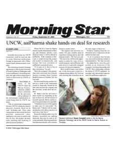 UNCW, aaiPharma shake hands on deal for research