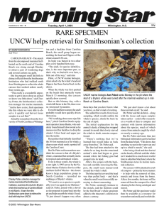 RARE SPECIMEN UNCW helps retrieval for Smithsonian’s collection
