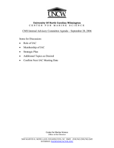 CMS Internal Advisory Committee Agenda – September 20, 2006