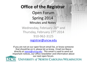 Office of the Registrar  Open Forum Spring 2014