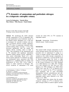 d N dynamics of ammonium and particulate nitrogen 15