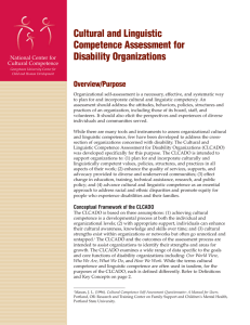Cultural and Linguistic Competence Assessment for Disability Organizations Overview/Purpose