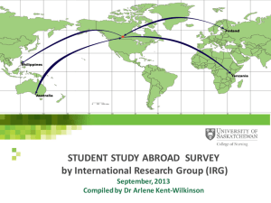 STUDENT STUDY ABROAD  SURVEY by International Research Group (IRG) September, 2013