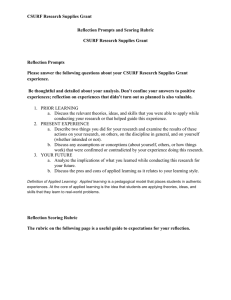 CSURF Research Supplies Grant Reflection Prompts and Scoring Rubric  Reflection Prompts