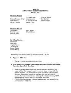 MINUTES EMPLOYMENT BENEFITS COMMITTEE May 30 , 2013