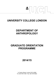 UNIVERSITY COLLEGE LONDON  DEPARTMENT OF ANTHROPOLOGY