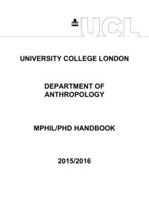 UNIVERSITY COLLEGE LONDON  DEPARTMENT OF ANTHROPOLOGY