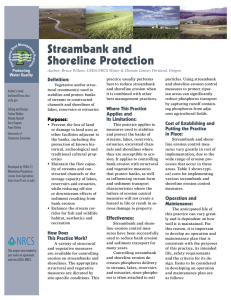 Streambank and Shoreline Protection Deﬁ nition: