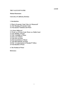 2/15/05 THE VALUE OF WATER Michael Hanemann