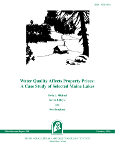 Water Quality Affects Property Prices: Holly J. Michael Kevin J. Boyle