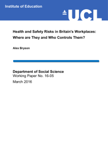 Health and Safety Risks in Britain's Workplaces: Department of Social Science