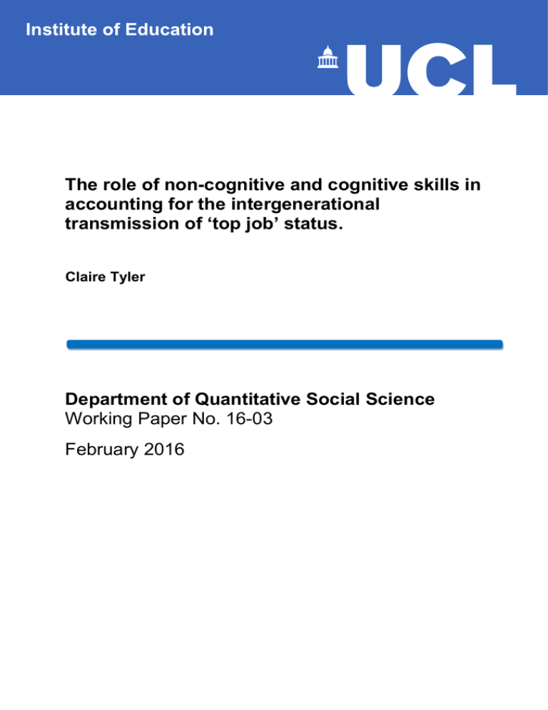 The Role Of Non cognitive And Cognitive Skills In