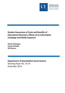 Student Awareness of Costs and Benefits of Campaign and Media Exposure