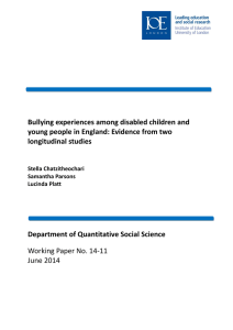 Bullying experiences among disabled children and longitudinal studies