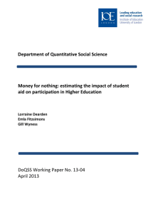 epartment of Quantitative Social Science  aid on participation in Higher Education