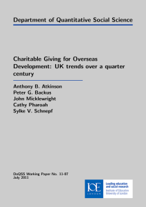 Department of Quantitative Social Science Charitable Giving for Overseas