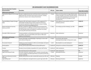 VRE MANAGEMENT AUDIT RECOMMENDATIONS