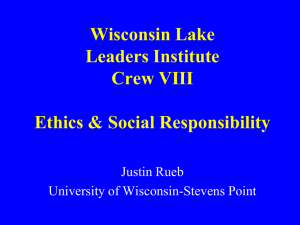 Wisconsin Lake Leaders Institute Crew VIII Ethics &amp; Social Responsibility