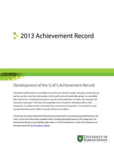 2013 Achievement Record Development of the U of S Achievement Record
