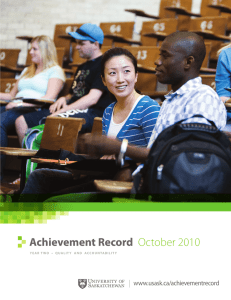 Achievement record October 2010 www.usask.ca/achievementrecord