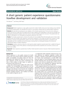 A short generic patient experience questionnaire: howRwe development and validation Open Access