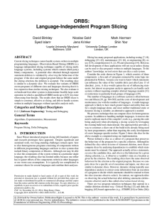 ORBS: Language-Independent Program Slicing David Binkley Nicolas Gold