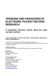 TENSIONS AND PARADOXES IN ELECTRONIC PATIENT RECORD RESEARCH