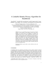 A Linkable Identity Privacy Algorithm for HealthGrid