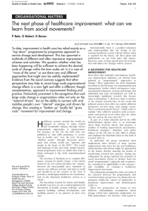 The next phase of healthcare improvement: what can we ORGANISATIONAL MATTERS