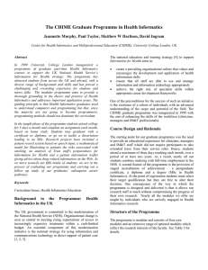 The CHIME Graduate Programme in Health Informatics