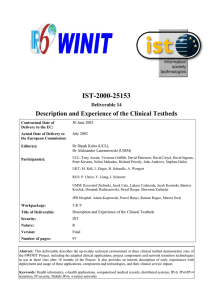 IST-2000-25153 Description and Experience of the Clinical Testbeds Deliverable 14