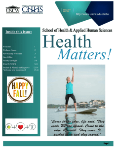 Health Matters Matters! Inside this issue: