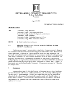 NORTH CAROLINA COMMUNITY COLLEGE SYSTEM R. Scott Ralls, Ph.D. President