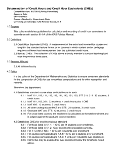 Determination of Credit Hours and Credit Hour Equivalents (CHEs)