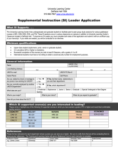 Supplemental Instruction (SI) Leader Application  University Learning Center DePaolo Hall 1056