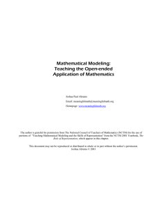 Mathematical Modeling: Teaching the Open-ended Application of Mathematics