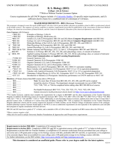 B. S. Biology (BIO) UNCW UNIVERSITY COLLEGE  2014-2015 CATALOGUE