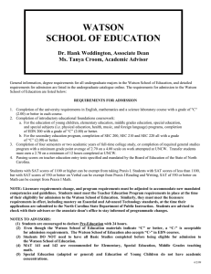 WATSON SCHOOL OF EDUCATION  Dr. Hank Weddington, Associate Dean