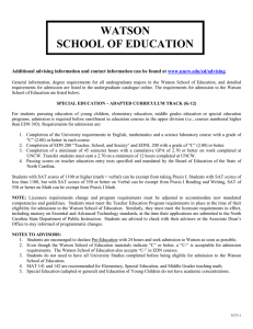 WATSON SCHOOL OF EDUCATION  www.uncw.edu/ed/advising