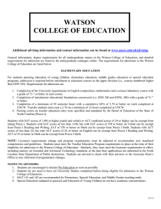 WATSON COLLEGE OF EDUCATION  www.uncw.edu/ed/advising