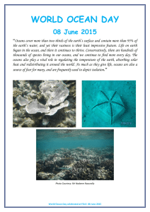 WORLD OCEAN DAY 08 June 2015