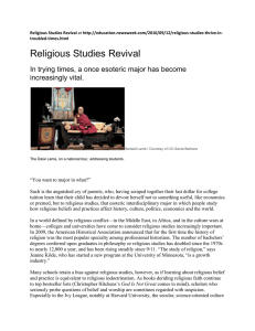 Religious Studies Revival increasingly vital.