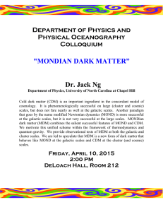 &#34;MONDIAN DARK MATTER”  Dr. Jack Ng Department of Physics and