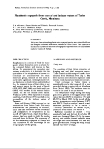 Planktonic copepods from  coastal and  inshore waters ... Creek, Mombasa